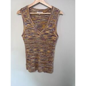 Liverpool Los Angeles Womens Yellow Multi Space Dye V-Neck Sweater Vest Large